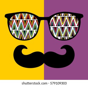 Abstract portrait of retro man in glasses. Vector face illustration.