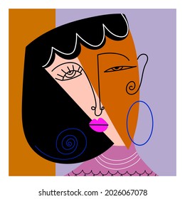 Abstract portrait shapes and line vector illustration.