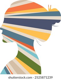 Abstract Portrait Silhouettes Of Woman Vector Illustration