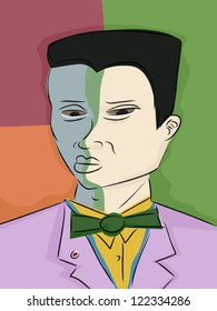 Abstract portrait of strict Muslim man from the Nation of Islam