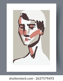 An Abstract Portrait of a Thoughtful Figure Represented in a Modern Artistic Style
