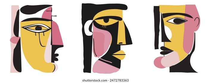 Abstract Portrait of a Woman's Face, Ideal for Modern and Artistic Themes - Flat Vector Illustration