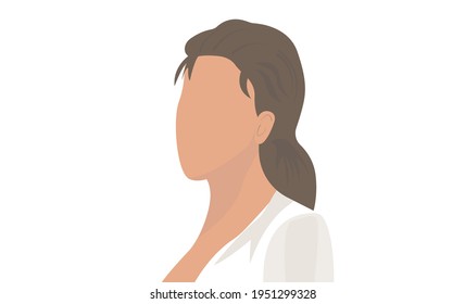 Abstract Portrait of Young Woman Isolated on White Background. Vector Illustration