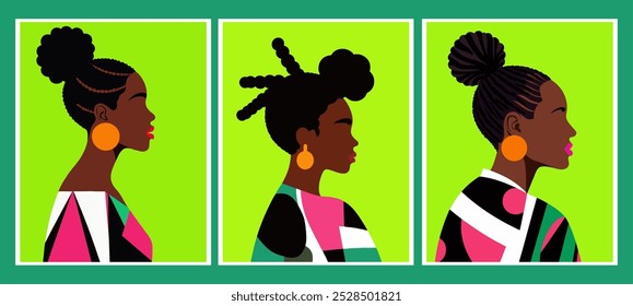 Abstract Portraits of African Women in Modern Minimalistic Style