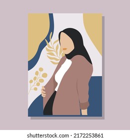 abstract portraits women in headscarf muslim faceless female minimalist vector illustration