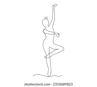 abstract pose of ballet, ballerina, dancer Continuous One Line Drawing