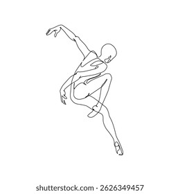 Abstract pose of a young woman continuous line art drawing doing sport, stretching, yoga. Body freedom concept. Minimal poster print art. Trendy one line draw design vector graphic illustration