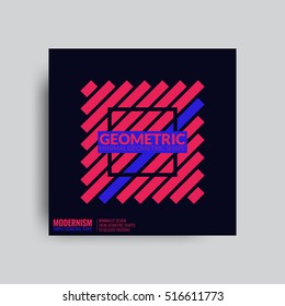 Abstract Posers. Art Graphic Backgrounds in Retro Swiss Flat Style. Isolated Figure, Shape, Icon, Logo for Covers, Placards, Posters, Flyers, Banner Designs. Vector Illustration in Violet, Pink, Blue