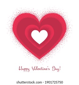 Resumen de fondo postal con corazones rojos y dentro con blanco. Para el Día de San Valentín, bodas, dátiles. Se puede usar como tarjetas de felicitación, afiches, banners.