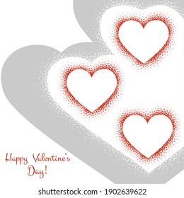 Resumen de fondo postal con corazones rojos. Para el Día de San Valentín, bodas, dátiles. Se puede usar como tarjetas de felicitación, afiches, banners.