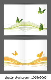 Abstract postcard with butterflies, cover and inside page. Design for your print