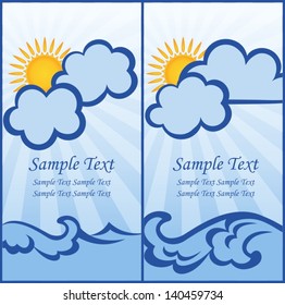 Abstract postcard with clouds and waves