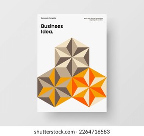 Abstract postcard design vector layout. Simple geometric hexagons corporate cover concept.