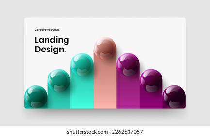 Abstract postcard vector design layout. Fresh 3D spheres corporate brochure template.