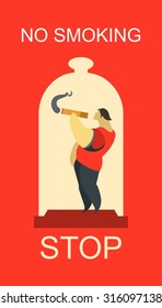 Abstract poster about the issue of smoking in a flat style
