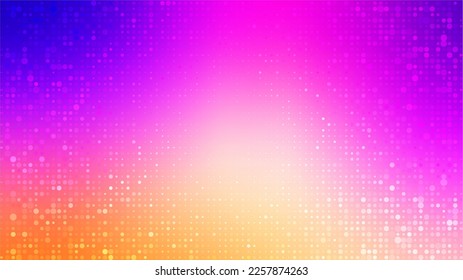 Abstract poster background for banner design with bright glowing particles. Futuristic graphic vector dots design. Modern art template. Abstract neon halftone background. Glowing neon dots backdrop.