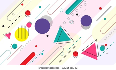 Fondo de póster abstracto decorado con formas geométricas coloridas. Se pueden utilizar elementos de diseño gráfico de colores para banner, fondo de escritorio, folletos, folletos, impresos, publicaciones, portada de libros