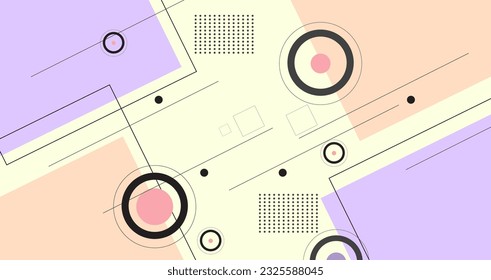 Abstract poster background decorated with colorful geometric shapes. Colored Graphic design elements can be used for Banner, Wallpaper, brochures, leaflets, print, publications, book cover
