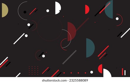 Abstract poster background decorated with colorful geometric shapes. Colored Graphic design elements can be used for Banner, Wallpaper, brochures, leaflets, print, publications, book cover