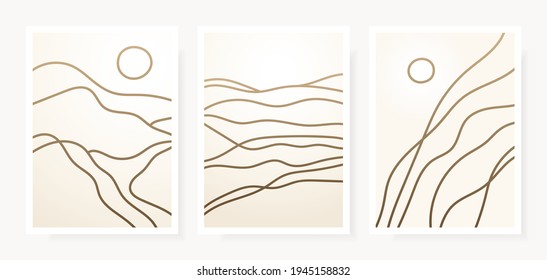 Abstract poster banner art background beige golden sand in desert with dunes,beach coast.Template card sand texture with pattern wavy lines.Great for covers,fabric prints,flyers.Vector illustration.