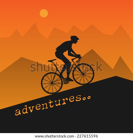 Abstract poster with bicycle, vector illustration