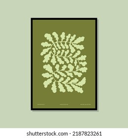 Abstract poster with botanical illustration for wall art gallery