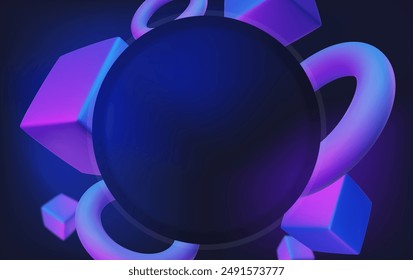 Abstract poster, brochure, flyer design background with blue and purple cubes and es 