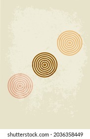 abstract poster in brown tones with a grunge texture, made of geometric shapes. It can be used in interior design, postcard design. covers.