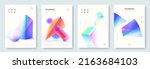 Abstract poster collection with colorful 3d geometric shapes. Geometric gradient background in minimal style. Ideal for cover, banner, invitation, business flyer. Vector illustration