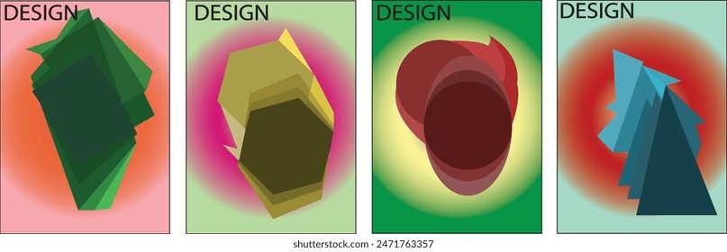 Abstract poster collection with colorfuls. Geometric background in minimal style. Ideal for cover, banner, invitation, business flyer. Vector illustration