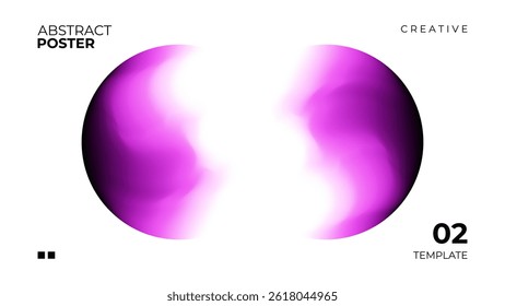 Abstract poster with color gradient blurred round shapes for creative futuristic graphic design. Purple and black. Vector illustration.