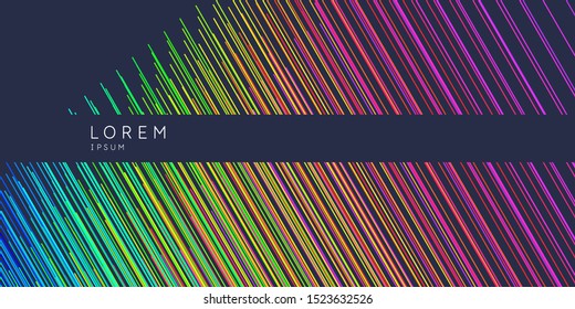 Abstract poster with color lines on a dark background. Vector illustration
