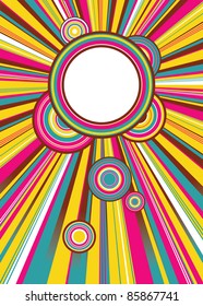 abstract poster of colored light and colored circles in retro style