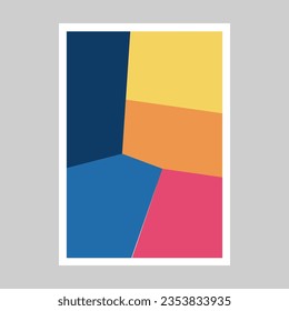 Abstract poster colorful geometric shapes. Primitive blocks suprematism style. Modern vector illustration