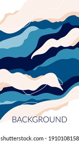 Afiche abstracto con composición de formas orgánicas en un estilo moderno y moderno. Colocar el texto. Líneas suaves, puntos, formas. Se puede utilizar para decorar cubiertas, postales, paredes. Ilustración del vector