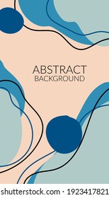 Afiche abstracto con composición de formas orgánicas en un estilo moderno y moderno. Colocar el texto. Líneas suaves, puntos, formas. Se puede utilizar para decorar cubiertas, postales, paredes. Ilustración del vector