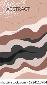 Abstract poster with composition of organic shapes in trendy modern style. Place for text. Smooth lines, spots, shapes. Can be used to decorate covers, postcards, walls. Vector illustration