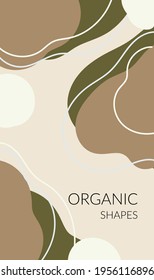 Afiche abstracto con composición de formas orgánicas en un estilo moderno y moderno. Colocar el texto. Líneas suaves, puntos, formas. Se puede utilizar para decorar cubiertas, postales, paredes. Ilustración del vector