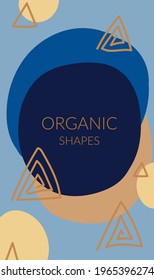Abstract poster with composition of organic shapes in trendy modern style. Place for text. Smooth lines, spots, shapes. Can be used to decorate covers, postcards, walls. Vector illustration