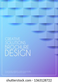 Abstract poster concept vector illustration. Minimalistic and color brochure design, creative solutions, modern background. Geometric element. Colorful squares. Frame with text.