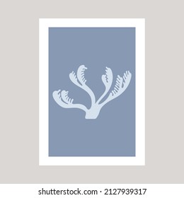Abstract poster with coral on blue color.