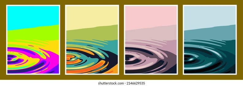 Abstract poster cover background. Vector illustrations of ripples on water surface in colorful color, for natural background, flyer or card.