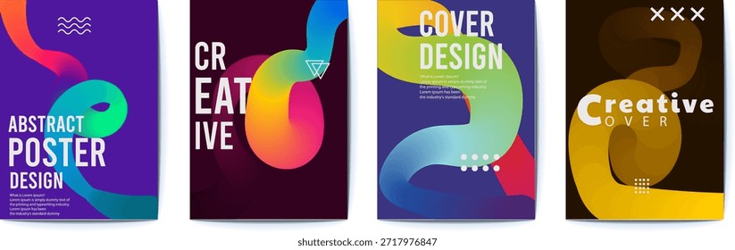 Cartaz abstrato e modelos de design de capa com gráficos coloridos