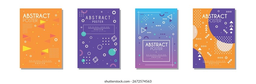 Abstract Poster and Cover with Figures and Shapes Vector Set