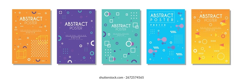 Póster Abstractas y cubierta con figuras y Formas Vector Set