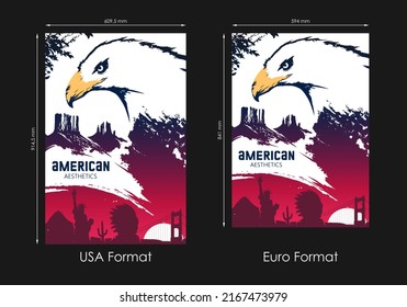 Abstract poster or cover template with Bald eagle, America, USA