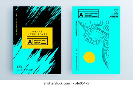 Capas de cartaz abstratas com cores de fundo modernas hipster e memphis. Modelos vetoriais para cartazes, banners, apresentações e relatórios.