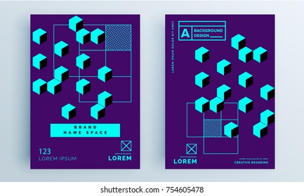 Abstract poster covers set with modern hipster and memphis background colors. Vector templates for placards, banners, presentations and reports.