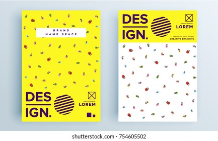 Abstract poster covers set with modern hipster and memphis background colors. Vector templates for placards, banners, presentations and reports.