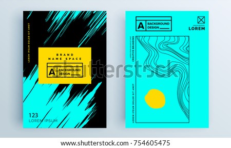 Abstract poster covers set with modern hipster and memphis background colors. Vector templates for placards, banners, presentations and reports.